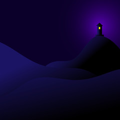 Night scene with simple silhouette of the castle