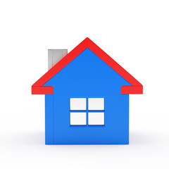 Icon of blue house isolated on white. 3D illustration