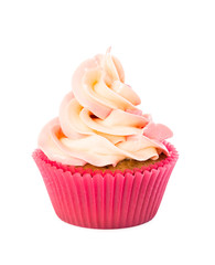 Delicious cupcake with pink cream