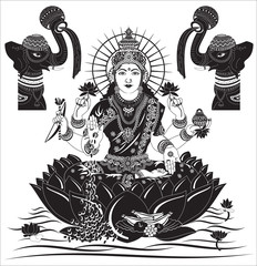 Indian Goddess Lakshmi vector illustration