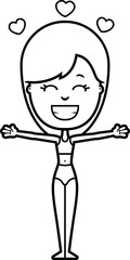 Cartoon Teen in Swimsuit Hug