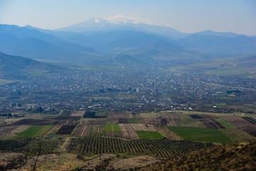 Scenic landscape with settlements, Armenia