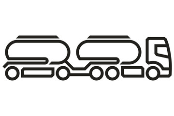Vehicle Icons: European Truck Cistern Tandem. Vector.