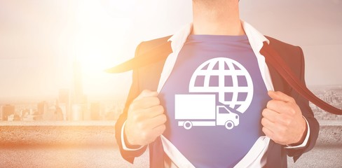 Graphic image of businessman opening shirt superhero style © vectorfusionart