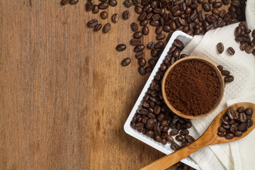 brown coffee powder and bean
