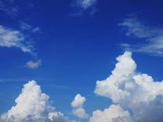 Blue sky and fluffy white cloud.