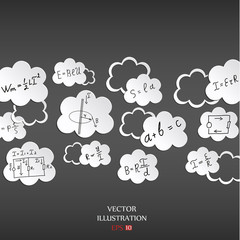 Mathematical equations and formulas in the clouds.
