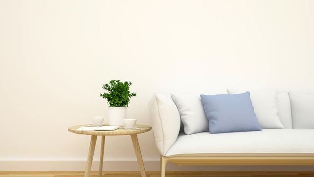 living room or cafe clean design - 3d rendering