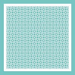 Obraz premium A template for laser cutting. A square panel with a geometric repeating pattern. Carved panel stencil for cutting out paper, wood, metal. Vector illustration.