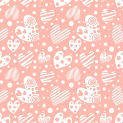 Fotobehang Naadloze herfst Seamless vector pattern with hearts. Background with hand drawn ornamental symbols. Template for wrapping, decor, surface, cards, backgrounds, textile, print. Repeat ornament. Series of Love Patterns.  © Valentain Jevee