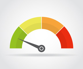 Speedometer icon. Colorful infographic gauge element with shadow