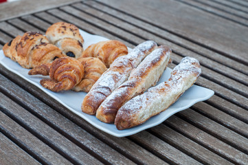 Breakfast with croissants