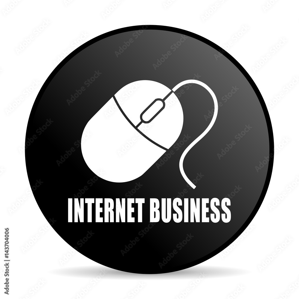 Poster Internet business black color web design round internet icon on white background.
