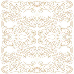 Golden vintage baroque ornament, corner. Retro pattern antique style acanthus. Decorative design element filigree calligraphy vector. - stock vector