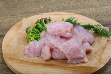 Raw sliced turkey