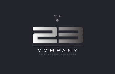 23 twenty three number silver grey metal logo icon deign vector