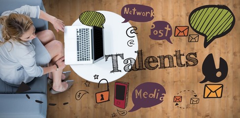 Composite image of woman on her laptop