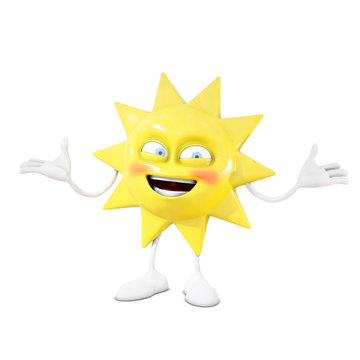 3D sun character, 3d rendering
