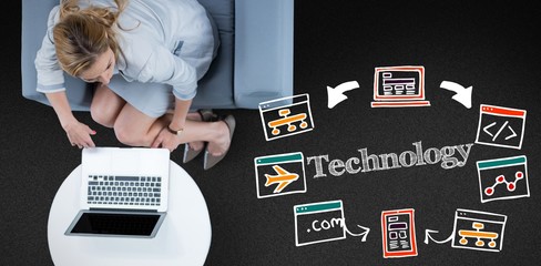 Composite image of woman on her laptop