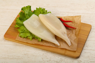 Raw squid fillet