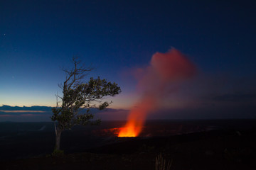 Eruption at night