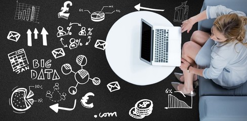 Composite image of woman on her laptop