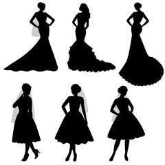 The black silhouette of  bride, Set.