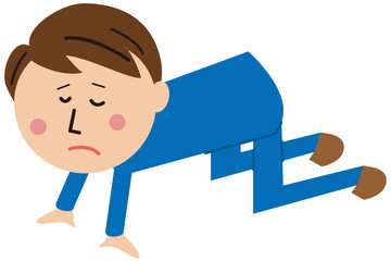 ポップな青いスーツのサラリーマン　ガーン　全身