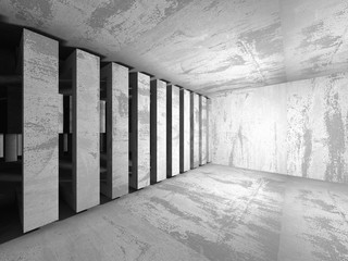 Dark empty room. Concrete rusty walls. Architecture background