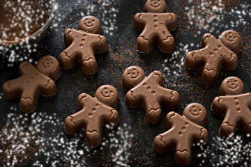 Chocolate merry men with snow 