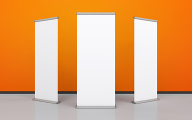 Blank roller banner set. 3d illustration 
