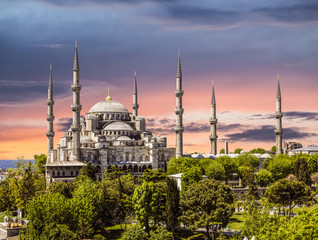 Obraz premium Blue mosque at sunset (Sultanahmet), Istanbul, Turkey