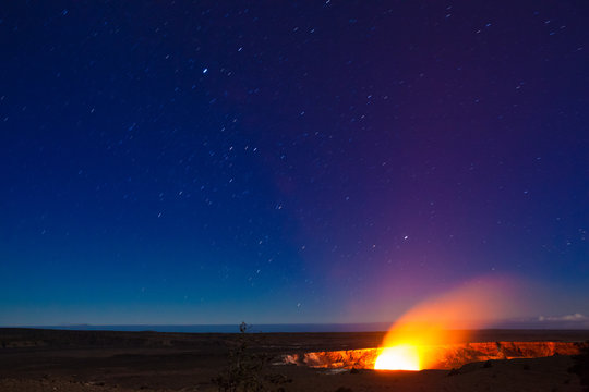 Eruption at night