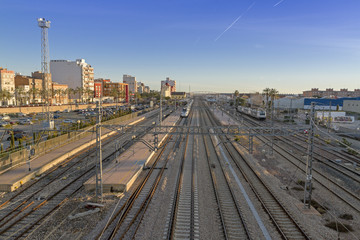 Railway tracks near the town of Sagunto.