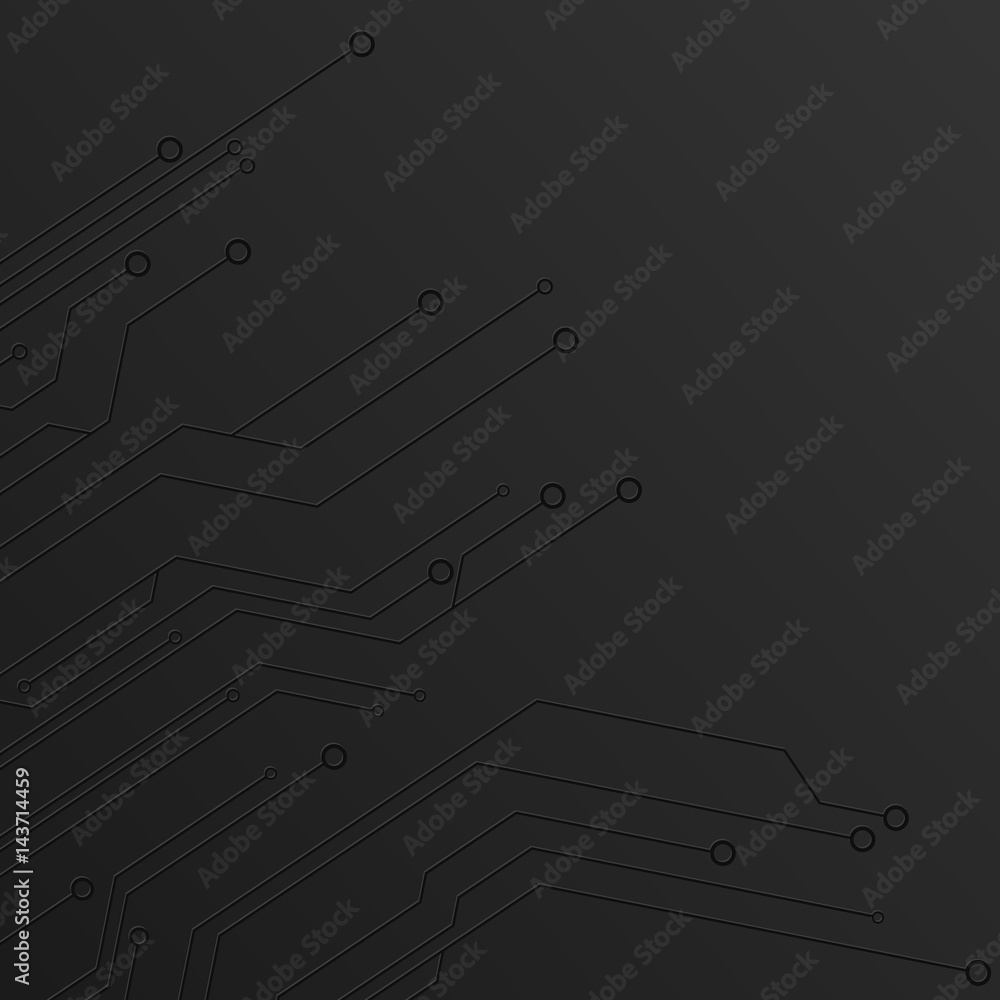 Poster dark circuit. black abstract background of digital technology. new technologies in design. computer 