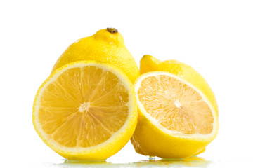 Yellow Lemon into a basket. Sicilians Lime