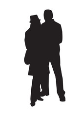 Silhouette girl is hug vector