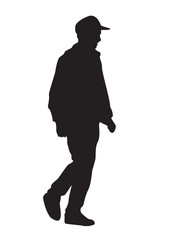 Silhouette of a boy in a cap walking vector