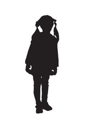Silhouette of girl in dress pigtails vector