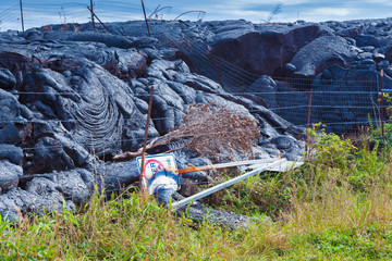 Advancing lava in town