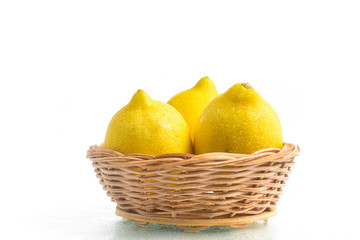 Yellow sicilians Lemon into a basket