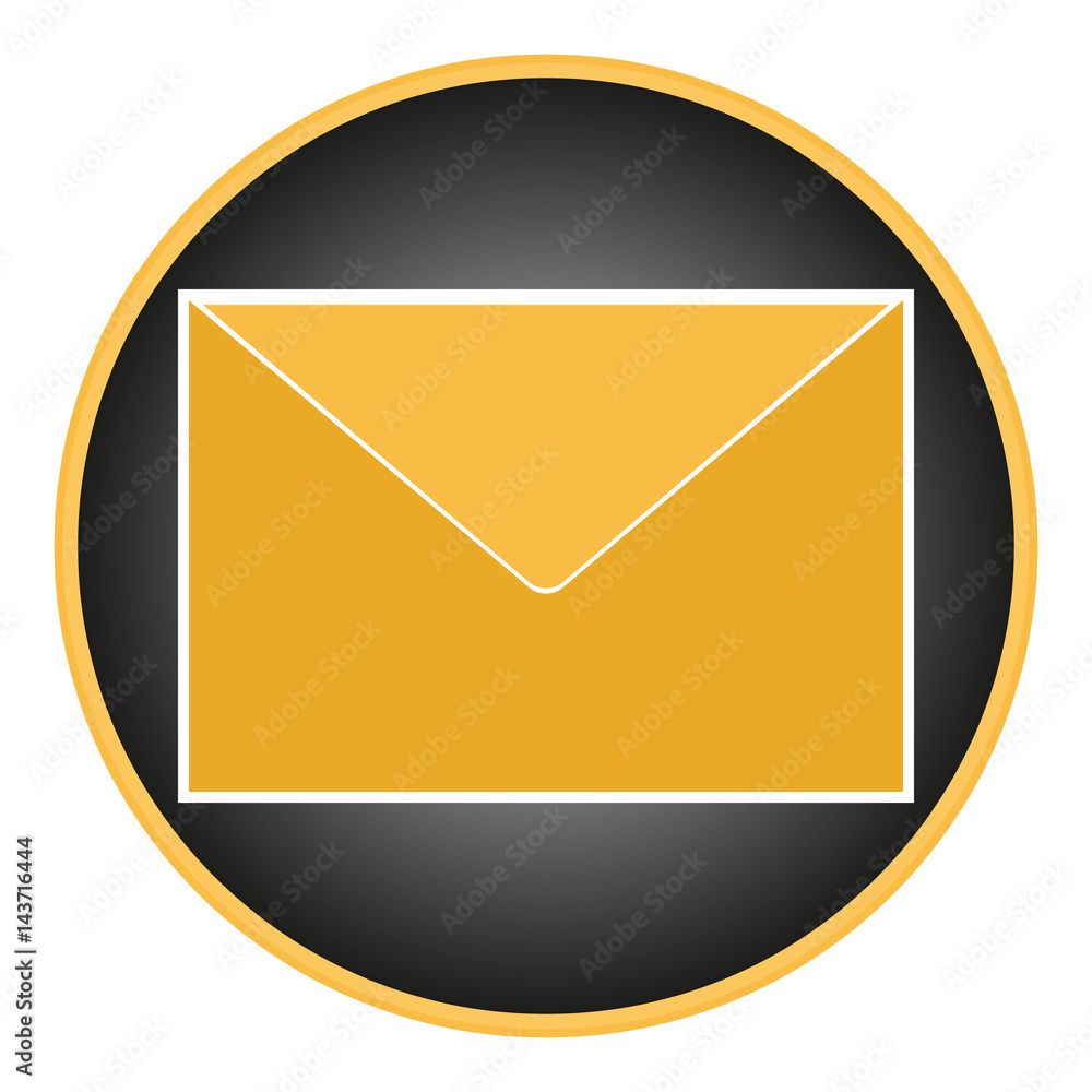 Poster vector flat image button with envelope. button with the message