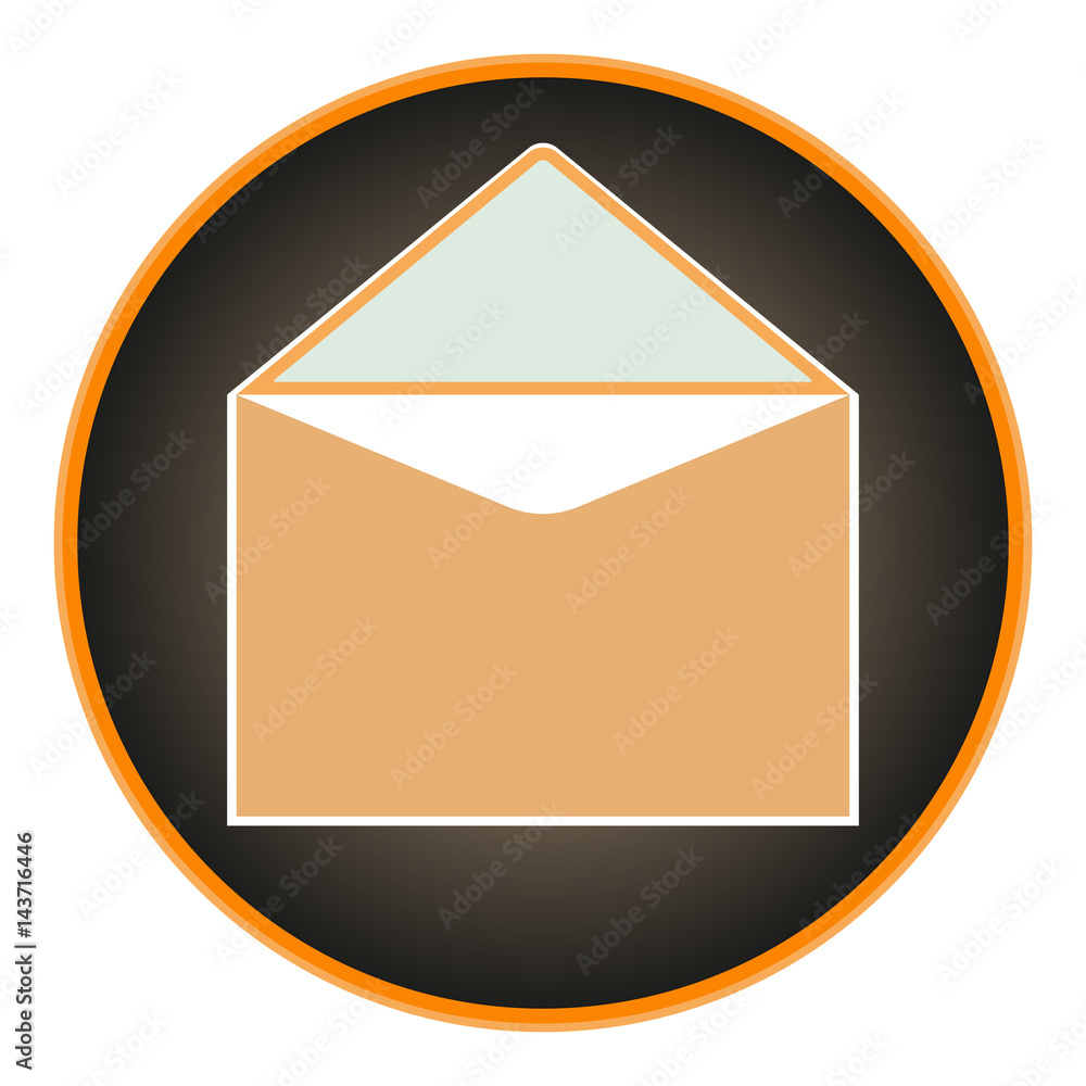 Poster vector flat image button with open envelope. button with the message