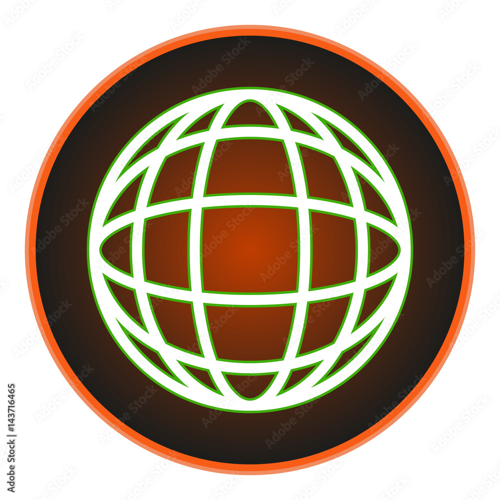 Poster vector image button with a global network