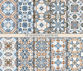 Set of ten seamless abstract patterns.