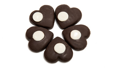 Cookie heart in chocolate isolated