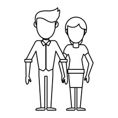 outlined couple people relationship vector illustration eps 10
