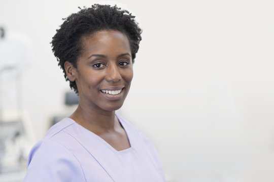 Woman nurse smiling towards camera
