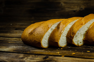 Sliced bred on wooden table