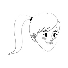 young pretty woman with ponytail icon image vector illustration design simple sketch line